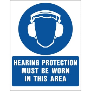 Image for HY-KO "Hearing Protection Must Be Worn" Sign, Plastic, 16 x 20", Package of 5 from HD Supply