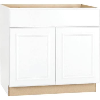 Image for Hampton Bay 36x34.5x24" White Raised Panel Base Kitchen Cabinet W/drawer Glides from HD Supply