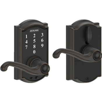 Image for Schlage Camelot Style Touch Entry Flair Lever With Flex-Lock, Aged Bronze from HD Supply