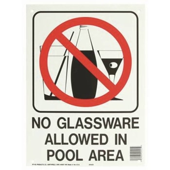 Image for Hy-Ko Water Safety No Glassware Allowed In Pool Sign from HD Supply