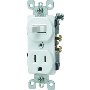 Image for Leviton 15 Amp Commercial Combo Single Pole Toggle Switch And Receptacle, White from HD Supply