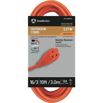 Image for Southwire 10 Ft 16/3 Vinyl Outdoor Sjtw Extension Cord, Orange from HD Supply