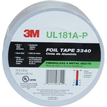 Image for 3m 3340 2-1/2 In X 50 Yd Silver 4.0 Mil Foil Tape Case Of 9 from HD Supply