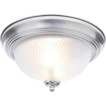 Hampton Bay 11 In 2-Light Brushed Nickel Flush Mount W/frosted Swirl Glass Shade
