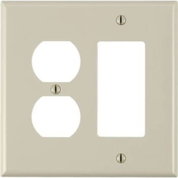 Leviton Decora 2-Gang Midway 1-Duplex Outlet Combination Nylon Wall Plate, Ivory