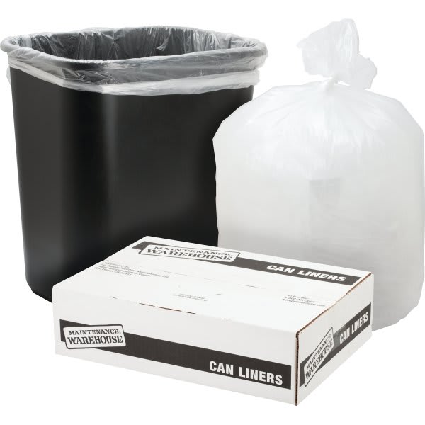 Maintenance Warehouse® 7-10 Gal 8 Mic High-Density Trash Bag (Clear)  (1,000-Pack)