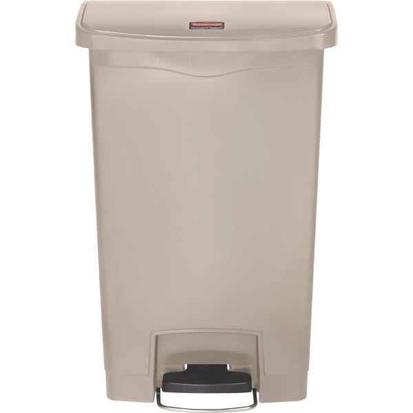 Rubbermaid Slim Jim 13 Gallon Front Step-On Resin Trash Can (Beige)