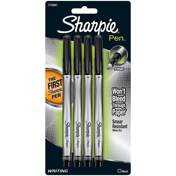 Sharpie® Black/black Fine-Point Pen 0.3mm., Package Of 4 | HD Supply