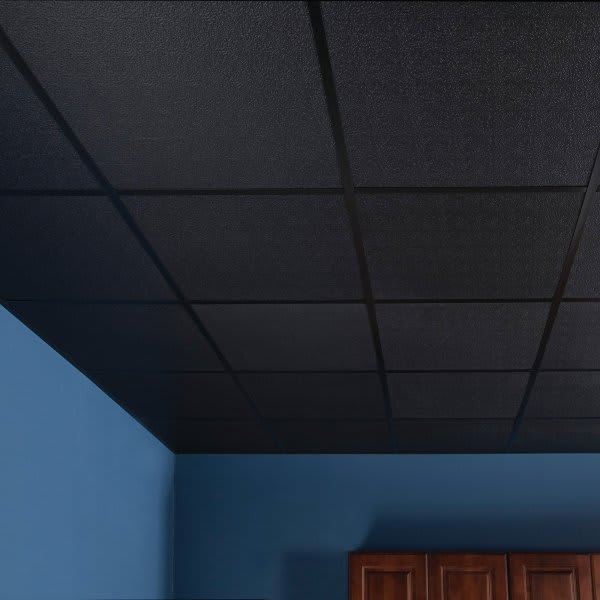 Genesis 2ft X 2ft Stucco Pro Flat Black Lay In Ceiling Tile