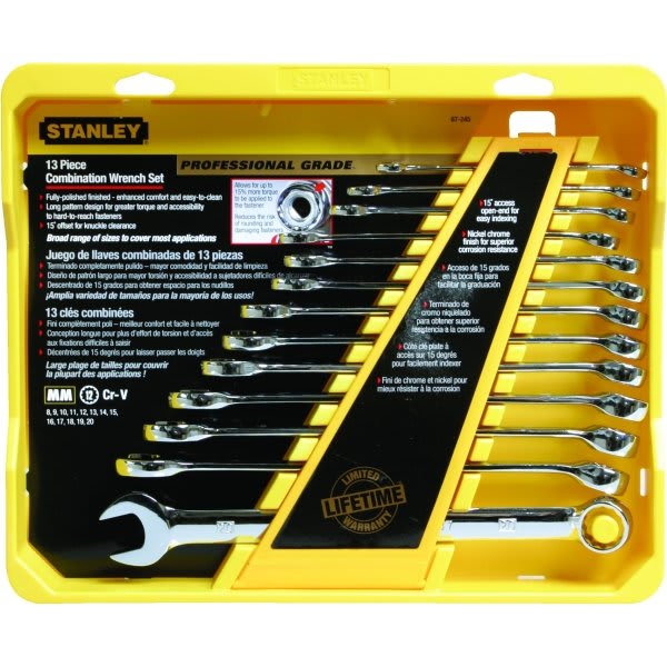 Stanley Professional Grade 13Piece Metric Combination Wrench Set HD