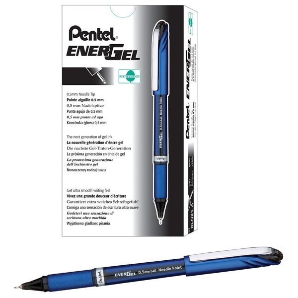 Pentel® Energel™ 0.5 Mm Black Ink Fine Point-Liquid Gel Pen, Package Of 12