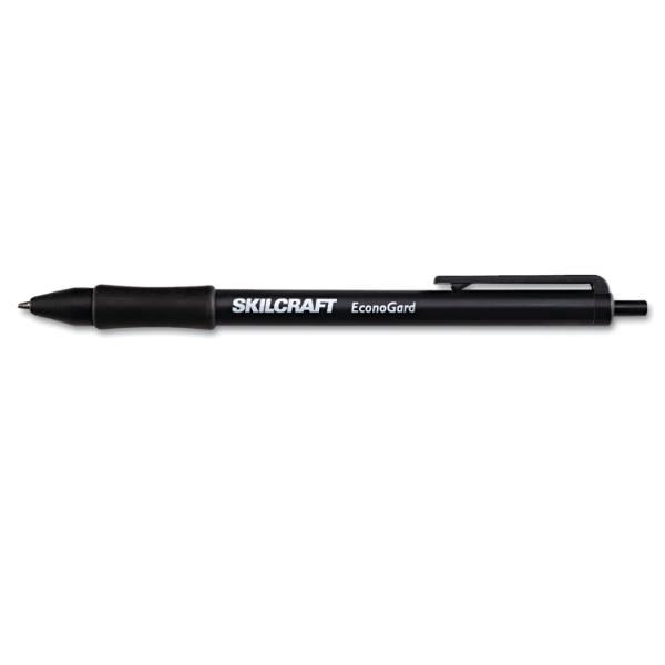 SKILCRAFT Econogard Retract Ballpoint Pen, Black Ink/Barrel, Package Of