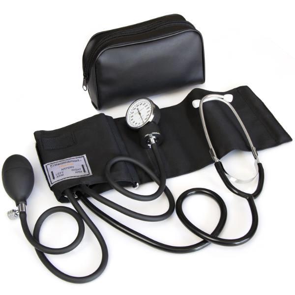 Medline Compli-Mates Handheld Aneroid Sphygmomanometer and Stethoscope Kit, Adult, Black
