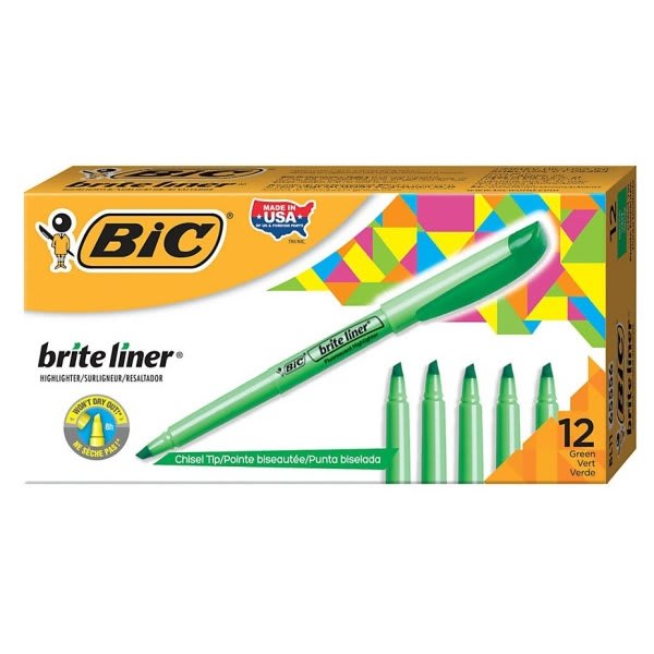 Bic highlighter, Liquid Ink, fluorescent, Green (070330655560)