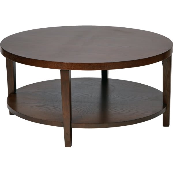 36" Round Espresso Coffee Table In Solid Wood And Wood Veneer HD Supply