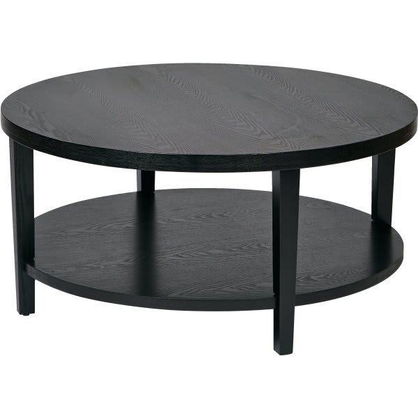 36" Round Black Coffee Table In Solid Wood And Wood Veneer HD Supply