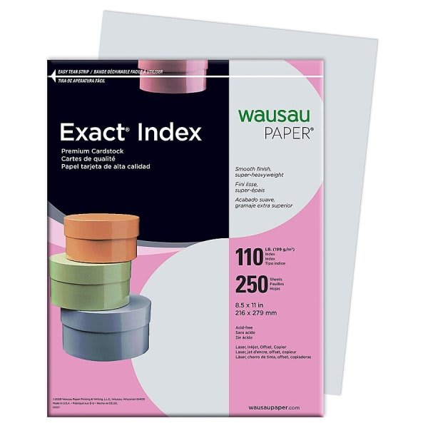  Neenah Exact Index Cardstock, 8.5 x 11, 110 lb/199