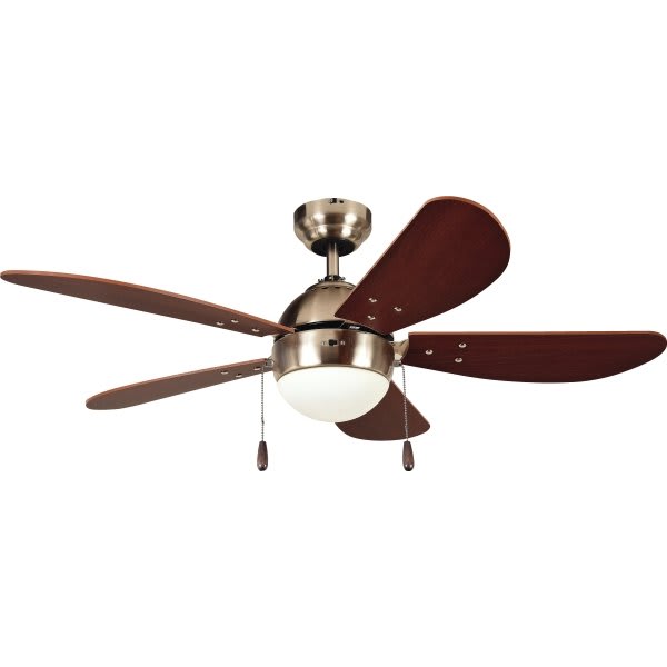 Prescott 42 5 Blade Ceiling Fan With Led Bulb Satin Nickel Hd