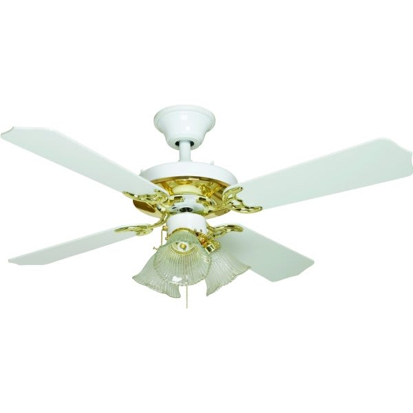 Seasons 269804 Ceiling Fan 4 Blades 3 Bulbs White With