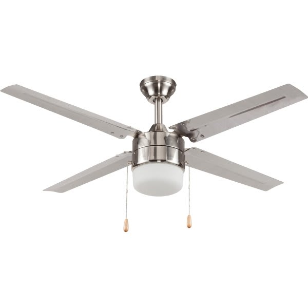 Urbana 48 Single Mount Ceiling Fan Brushed Chrome Frosted Glass