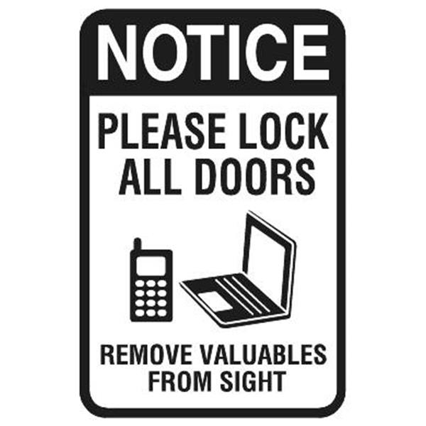 Please Lock All Doors Sign, Reflective, 12 X 18
