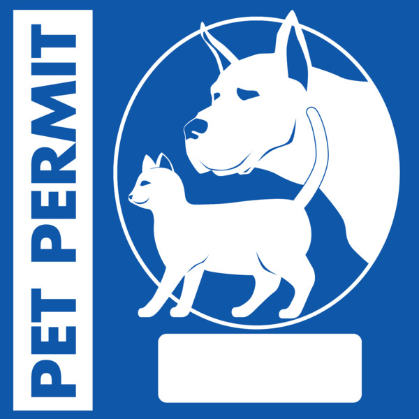 Pet Permit Inside Sticker, Blue Square, 3 x 3, Package of 100 HD Supply