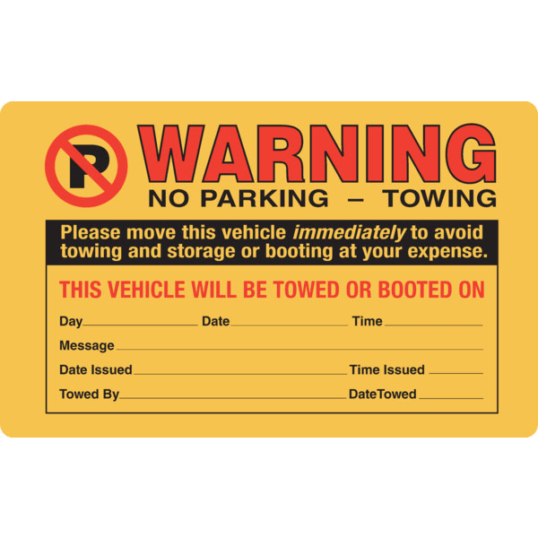 Violation Sticker Warning Tow 8x5" Orange Package Of 100 HD Supply