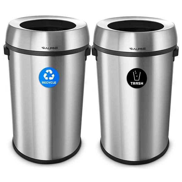 Alpine Industries 34-Gallon Ss Deco Recy/Can Package Of 2