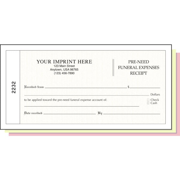 Pre-Need Funeral Expenses Receipt Book, Use with #292948 | HD Supply
