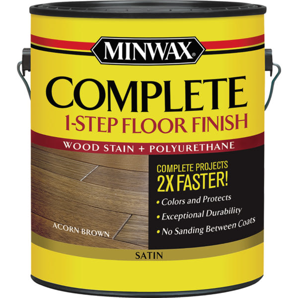 Minwax 67203 1g Satin Acorn Brown Complete 1 Step Floor Finish