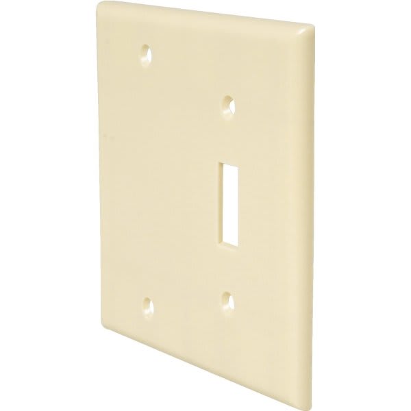 Hubbell Standard 2Gang Toggle Switch/Blank Nylon Wall Plate (Ivory