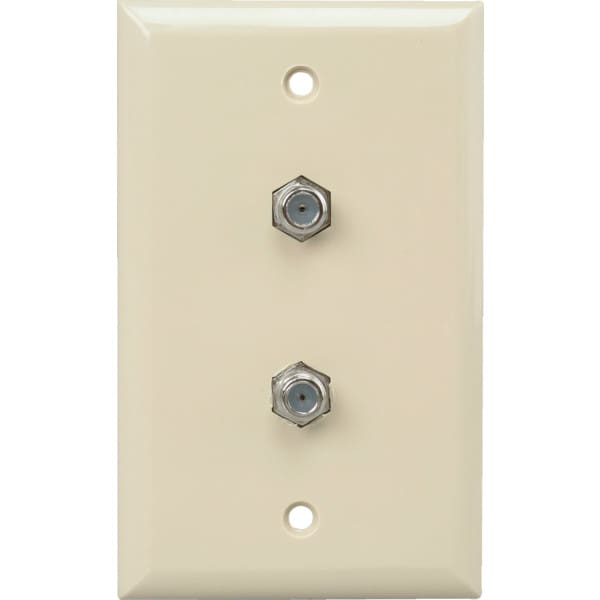 Dual Cable TV Wall Jack Plate Ivory Package Of 2 HD Supply