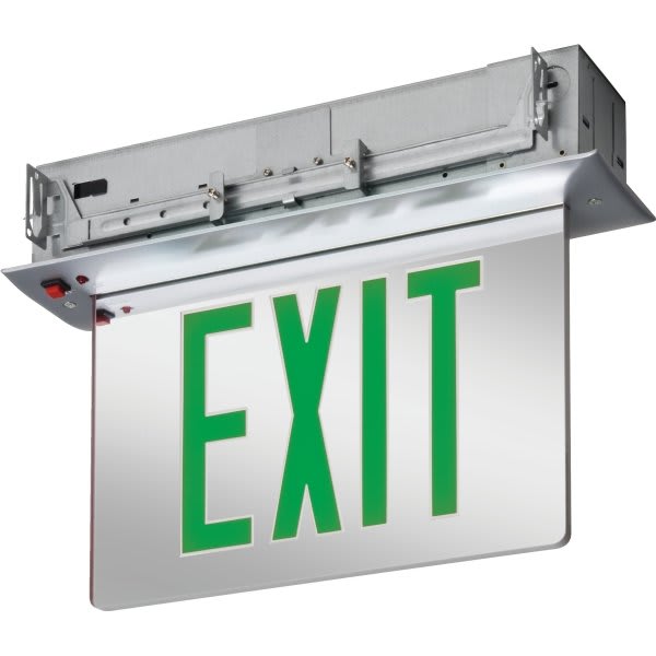 Lithonia Lighting® LED Recessed Edge-Lit Exit Sign, Green Letters On ...