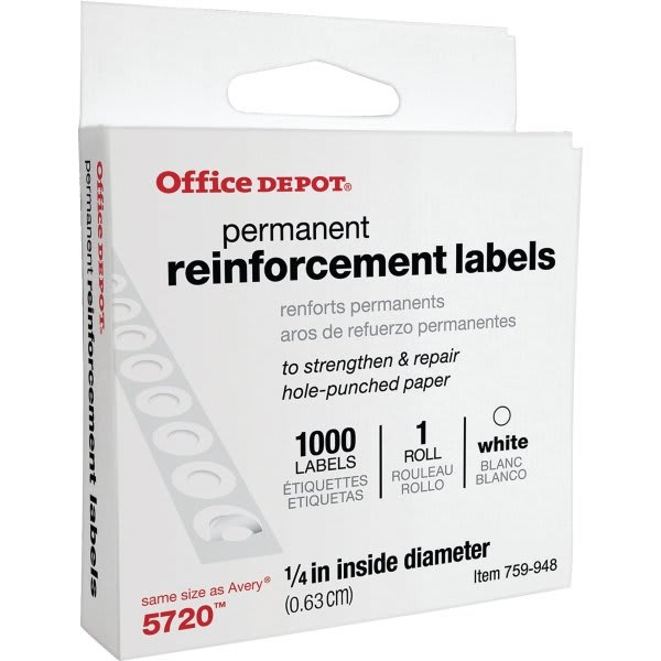 Office Depot® Brand Permanent Self-Adhesive Reinforcement Labels, Pack Of  1,000 | HD Supply