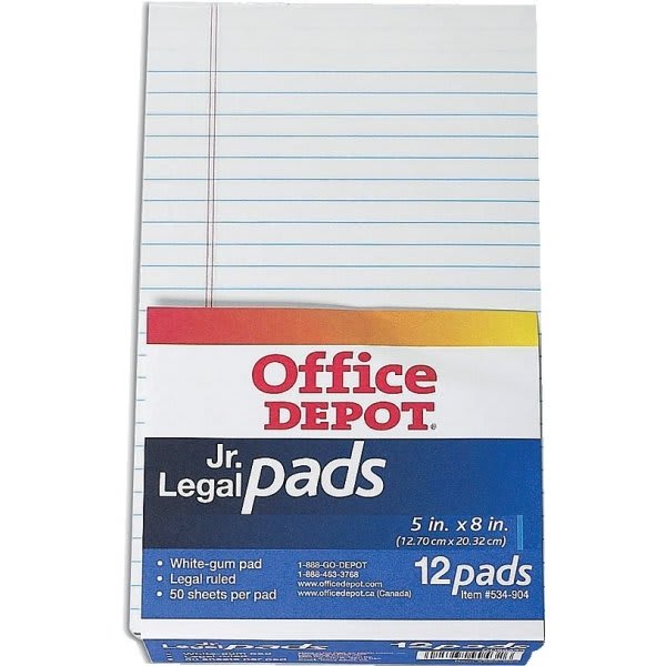 Office Depot Brand Jr Glue Top Writing Pads Package Of 12 Hd Supply