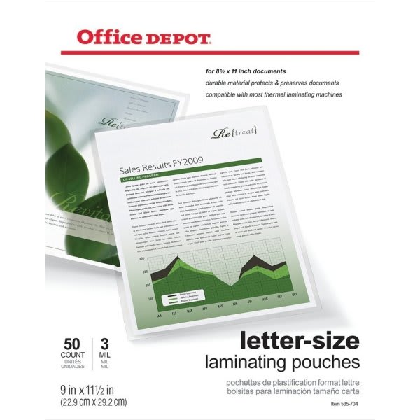 Office Depot® Brand Laminating Pouches, Size 3 Mil, 9