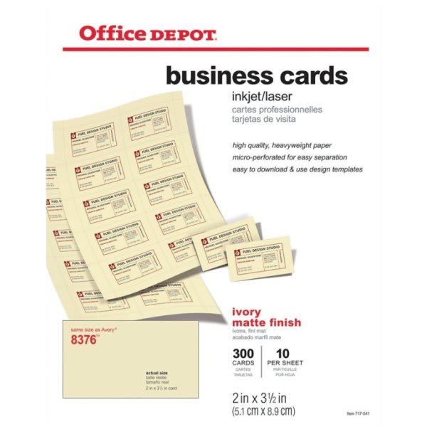 Avery 8371 Business Cards, 2 x 3-1/2, InkJet Printable, Matte White -  200/Box 