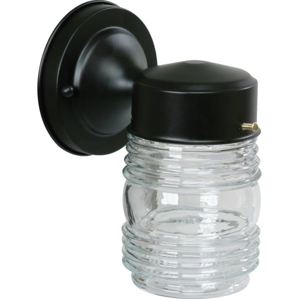 Outdoor Porch Fixture, Black, Clear Jelly Jar Glass HD Supply