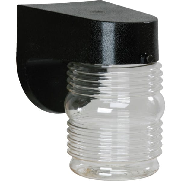 LED Jelly Jar Porch Fixture, 12 Watt, 120 Volt, Black, Clear Glass HD