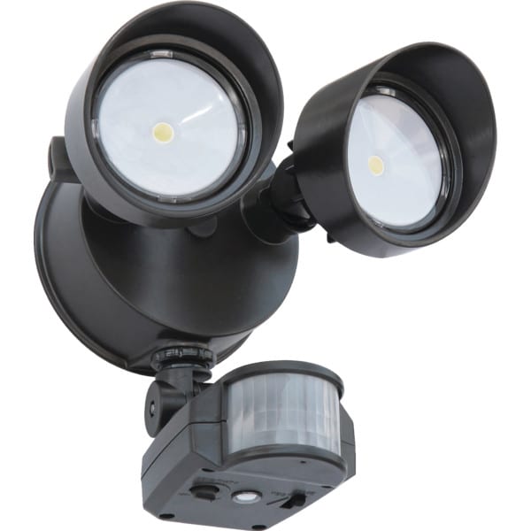 Lithonia Lighting LED 2 Head Floodlight, Motion Sensor, Bronze, 19 Watt
