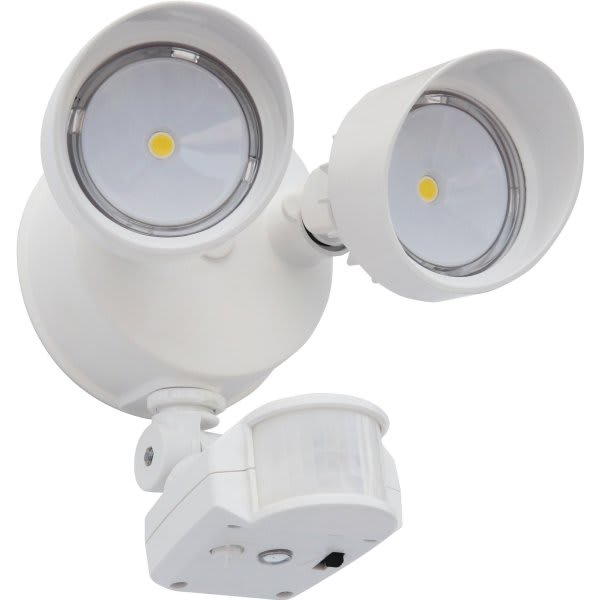 Lithonia Lighting LED 2 Head Floodlight, Motion Sensor, White, 19 Watt