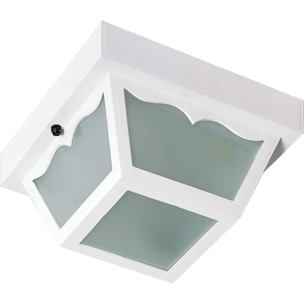 Nuvo White One Light 8 Carport Flush Mount With Frosted Acrylic