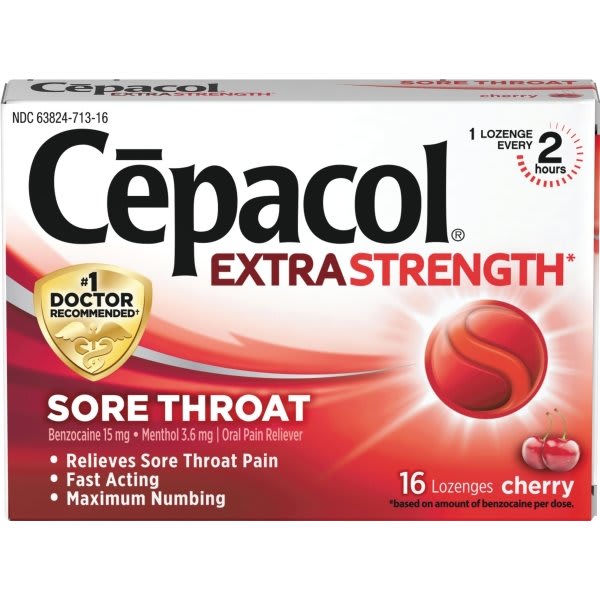 Exta Strength Sore Throat Lozenge Cherry 16 Box 24