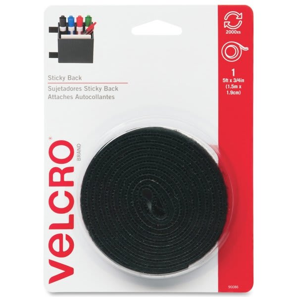 Velcro® Brand Sticky Back® Tape Roll, 3/4 X 5', Black