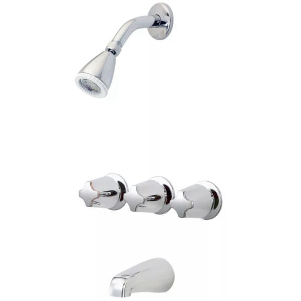 Pfister 3 Handle Tub Shower Faucet 2 Gpm W Chrome Knobs In