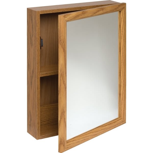 16W x 20" Surface Mount Oak Wood Mirrored Medicine Cabinet ...