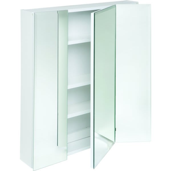 24w X 26 Surface Mount Beveled Tri View Mirrored Medicine Cabinet