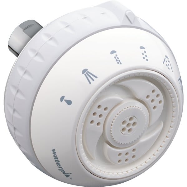 Waterpik® Showerhead With Massage, Metal AntiTheft Pivot Ball, 1.8 GPM, White HD Supply