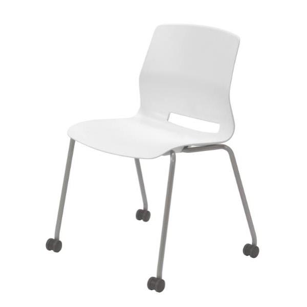 KFI Seating Swey Armless Stack Chair with Casters, White ...