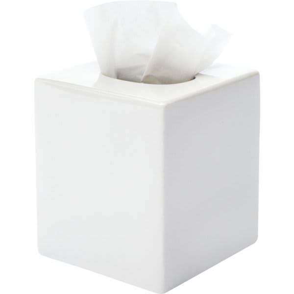 Focus Products Ceramic Boutique Tissue Box Cover, White, Case Of 6